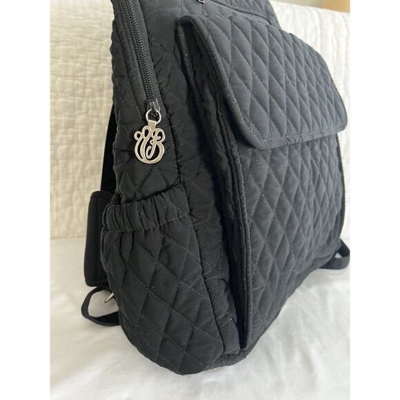 Vera Bradley Black Quilted Backpack EUC - Picture 4 of 10